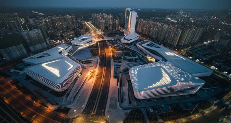 Спортивно-культурный комплекс Цзяньян в городе Чэнду, Китай Спортивно-культурный комплекс Цзяньян в городе Чэнду, Китай